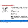 thumbnail image 2 of Front Wheel Hub Assembly - Compatible with 2007 - 2009 Dodge Sprinter 2500 RWD 2008, 2 of 2