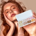 thumbnail image 2 of 8 Colors Face Highlighter Makeup Palette，Shimmer Glitter Multichrome Highlight Powder，All Sparkling Shades Can Be Layered or Worn Individually, 2 of 9