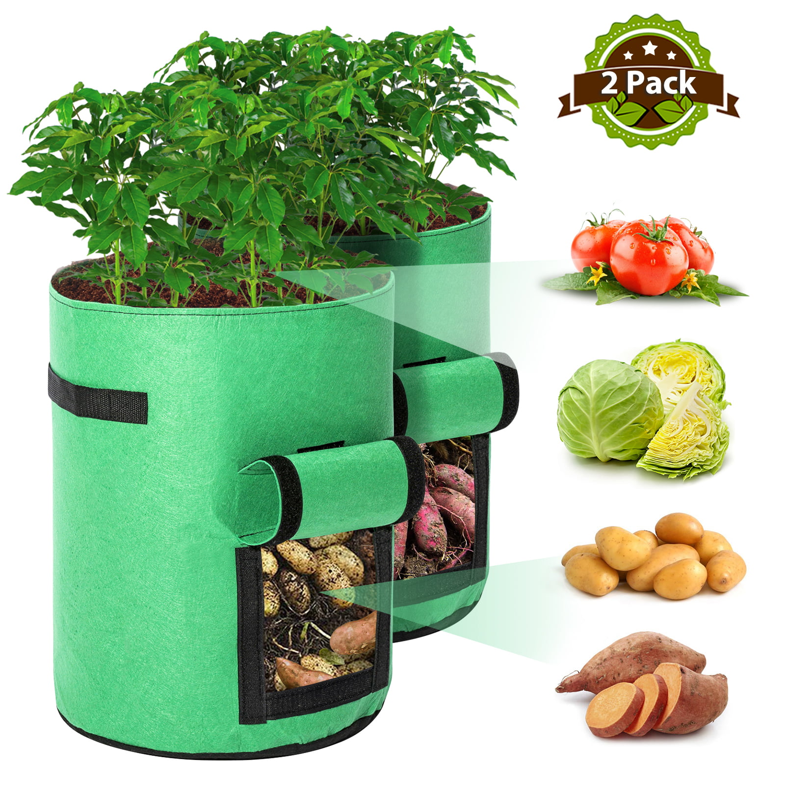 5*45cm 10 Gallons Garden Grow Bag Sack Reusable Potato Vegetable Planting Bag 