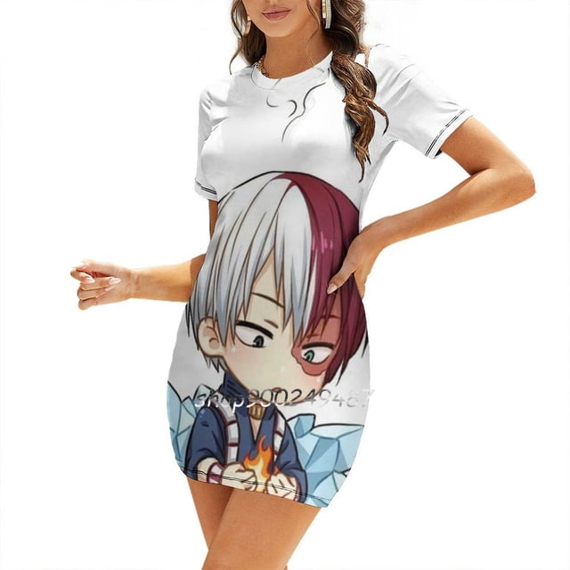 Shoto Todoroki Chibi Robe Évasée Nœud Mode Grande Taille Robe Ample Shoto Todoroki Chibi Manches Shoto