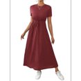 thumbnail image 3 of Women'S Short Sleeve Maxi Dresses Casual Long Dress with Pockets Claret L, 3 of 7