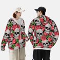 thumbnail image 4 of Vsdgher Sweat à Capuche Imprimé Crâne et Roses pour Hommes et Femmes, Manches Longues Protection Solaire Pêche Course Natation-Petit, 4 of 7
