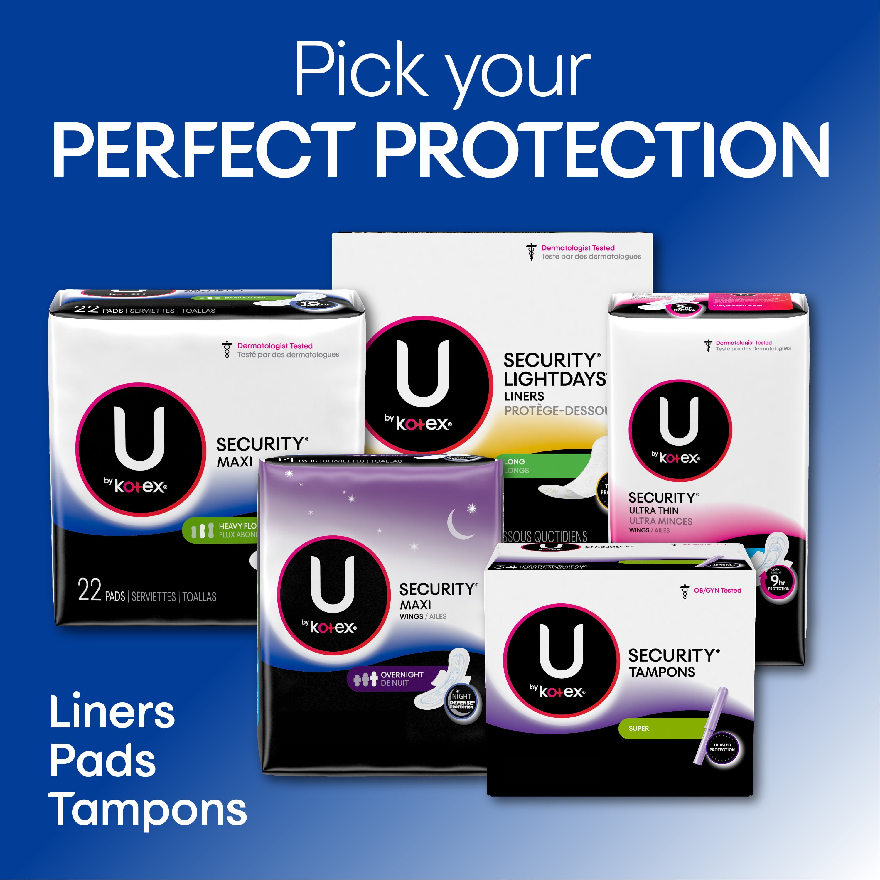 U By Kotex Security Maxi Pads With Wings Overnight Unscented 70 Count Walmart Com Walmart Com