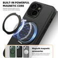 thumbnail image 2 of Allytechgroup Magnetic Case for iPhone 14 Plus, Built-in Invisible 360° Rotatable Kickstand, Compatible with MagSafe, PU Leather Slim Shockproof Protective Phone Case Cover, Black, 2 of 7