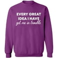 thumbnail image 2 of OXI Crewneck Sweatshirt - Every Great Idea I Have, Basic Casual Sweatshirts for Men's and Women Fleece Sweatshirt Long Sleeve - Purple Large, 2 of 2