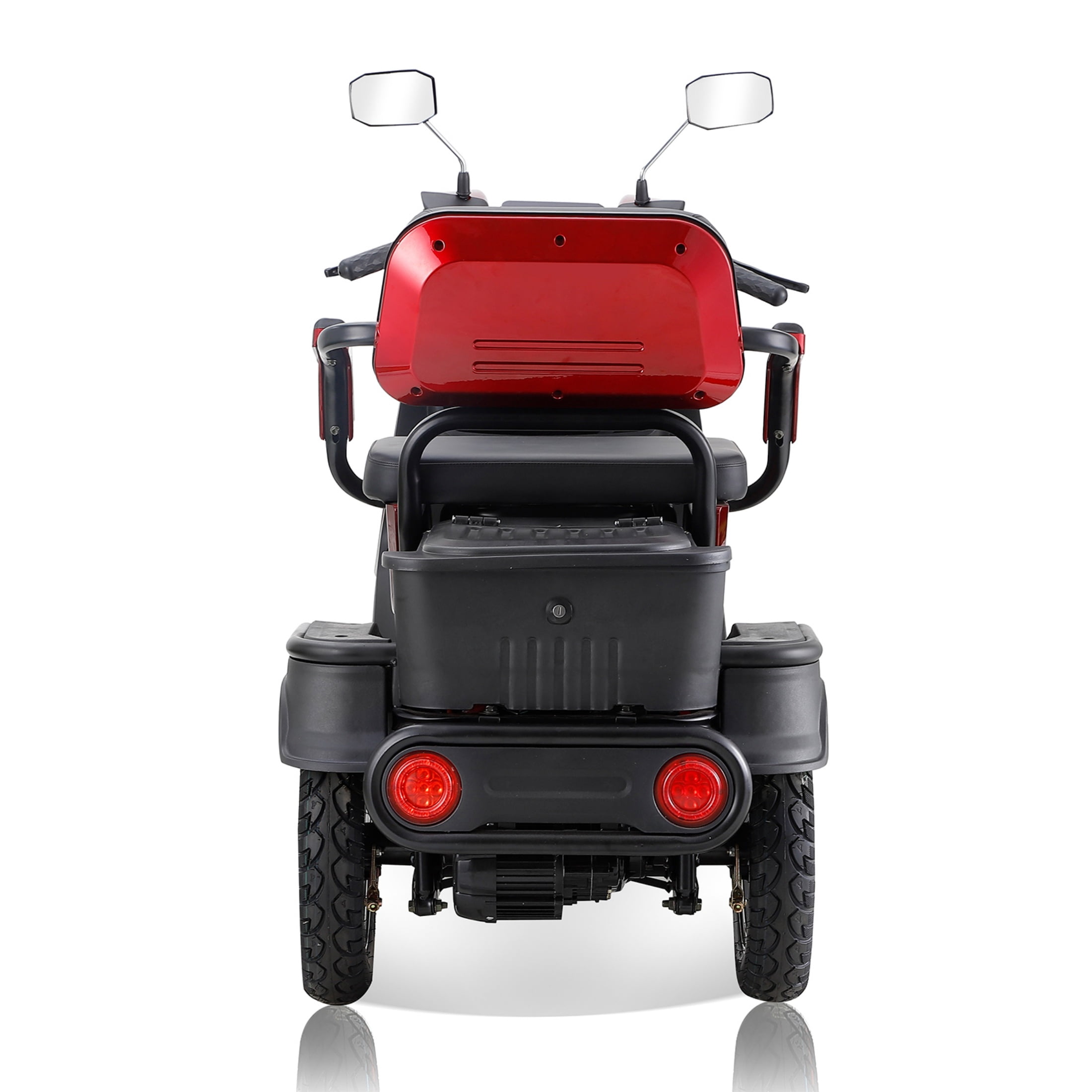 QEEKA 4-Wheel Mobility Scooter, 2-Seater Electric Scooter with Adjustable Seat, 500 lb Capacity, Red