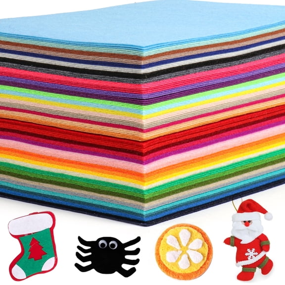 120 Pcs Felt Sheets 8"x 12", 40 Multicolour Felt Fabric Sheets for DIY Craft Sewing, Nonwoven Patchwork, School Projects, Decor