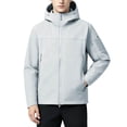 thumbnail image 3 of Sevevn Men Softshell Jacket Full Zip Up Hooded Regular Fit Water Resistant Stretch Fabric Side Zip Pockets Arm Zip Pocket Hook Loop Patch For Hiking Wear, 3 of 7