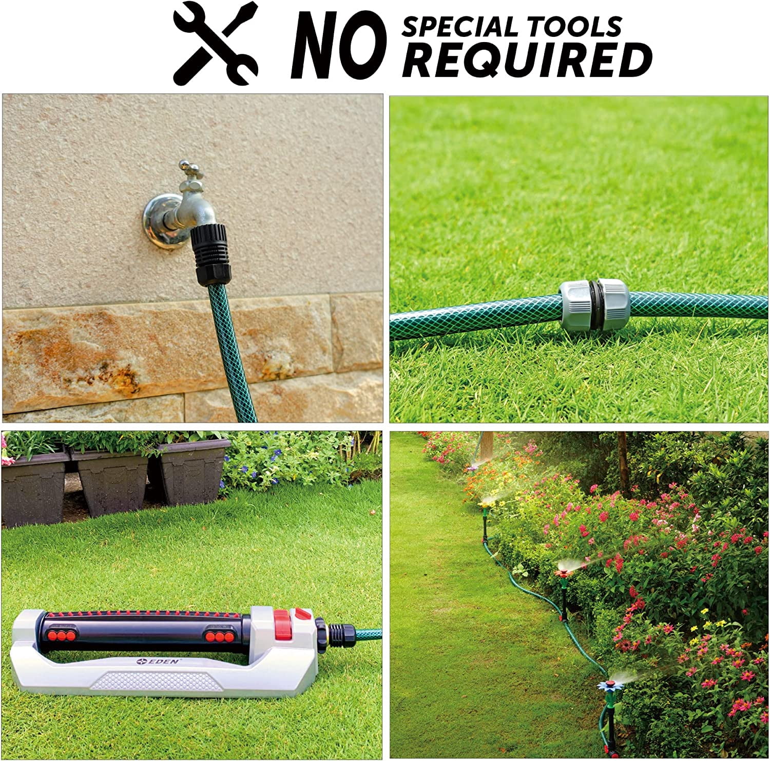 1/2 in. x 50 ft Rubber Garden Hose with Easy Connections for  Watering