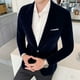 thumbnail image 2 of Traje pequeño de estilo coreano para hombre, abrigo informal de moda de un solo oeste, color sólido, para jóvenes, de terciopelo dorado, abrigo pequeño para hombre, 2 of 5
