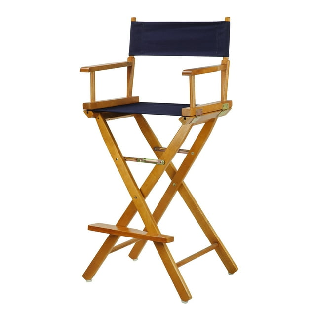 Casual Home 30" Director's Chair Honey Oak Frame-with Navy Canvas, Bar Height