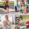 thumbnail image 4 of Dunkin' Donuts Orange and Pink Sprinkle Stainless Steel Insulated Mug with Lid and Handle, 30oz, 4 of 4