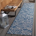 thumbnail image 3 of SAFAVIEH Courtyard Chester Floral Indoor/Outdoor Runner Rug, 2'3" x 10', Blue/Beige, 3 of 15