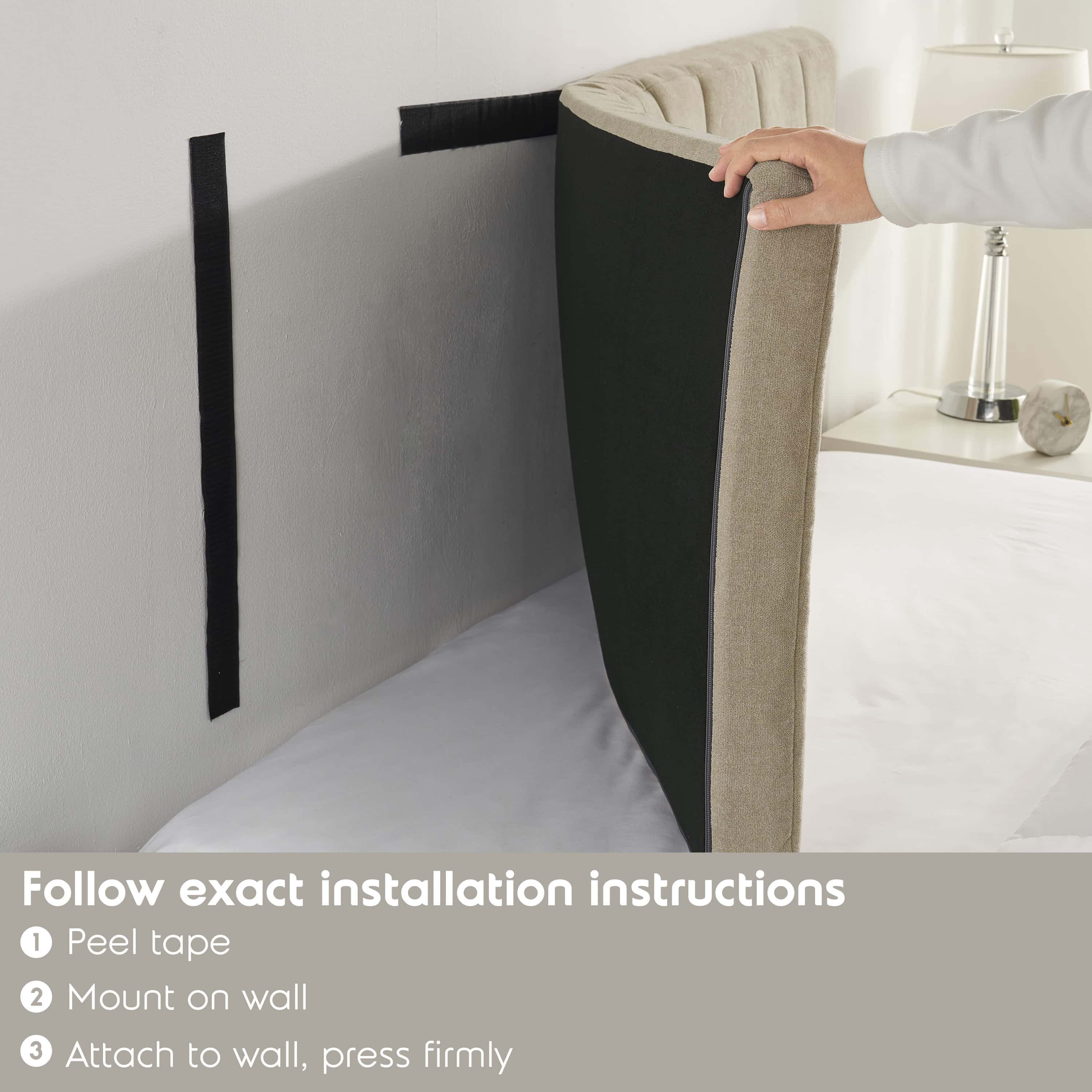 Lammlaoe Full Size Headboard, Upholstered Wall Mounted, Peel and Stick Installation, Sound Reducing 3D Panel Design, Easy Assembly, Linen