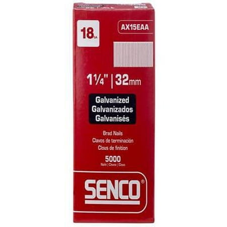 

Senco 1-1/4 in. 18 Ga. Straight Strip Galvanized Brad Nails 5000 pk