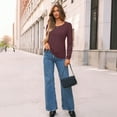 thumbnail image 6 of SUNBS Blouses for Women Business Casual Dressy Tops Crewneck Pleated Long Sleeve Shirts Trendy Clothes, 6 of 8