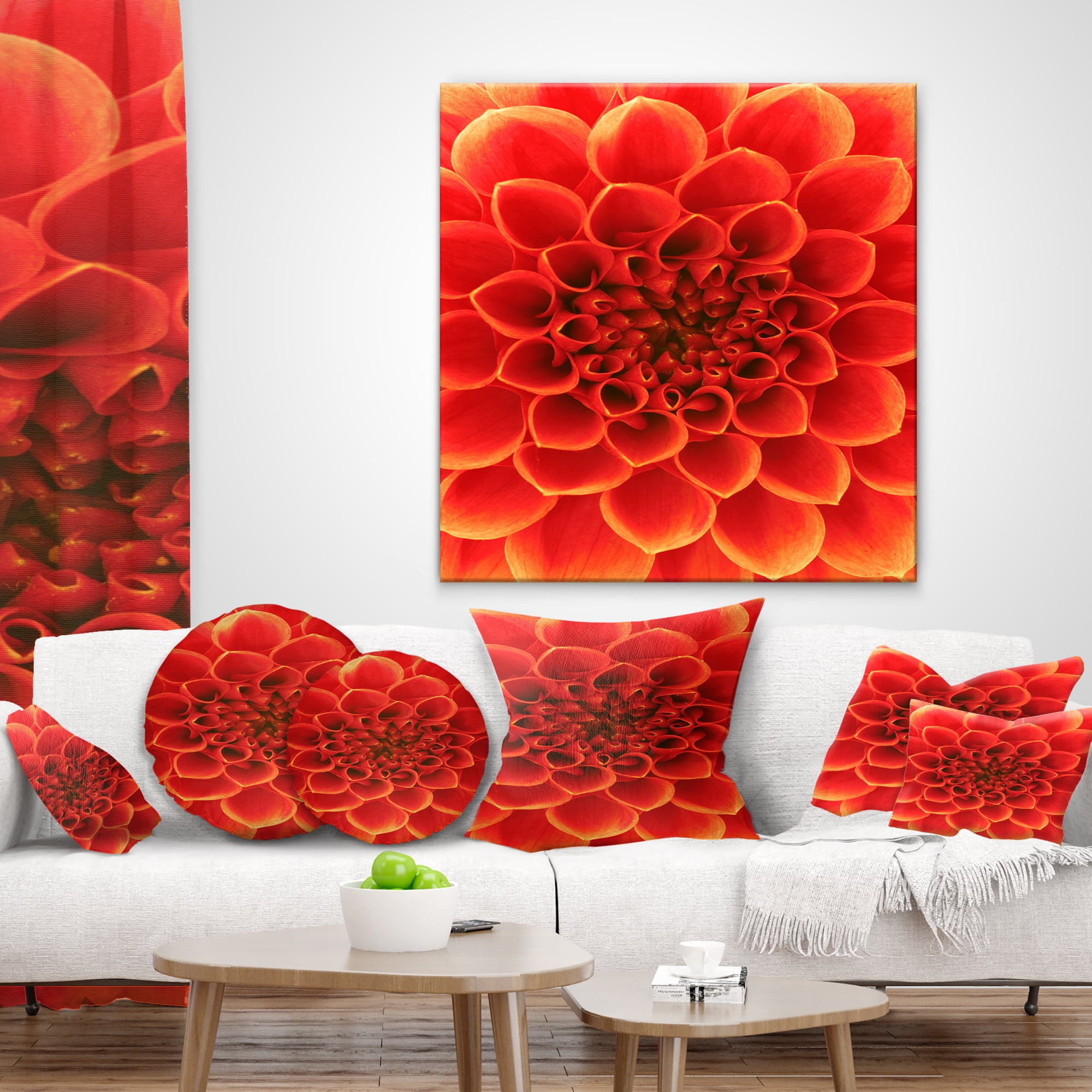 Designart 18" x 18" Orange Polyester Throw Pillow