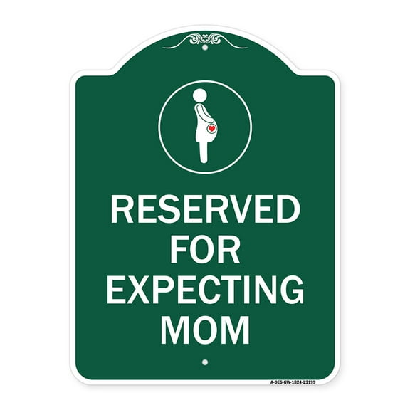 SignMission A-DES-GW-1824-23199 18 x 24 in. Designer Series Sign - Reserved for Expecting Mom with Graphic, Green & White