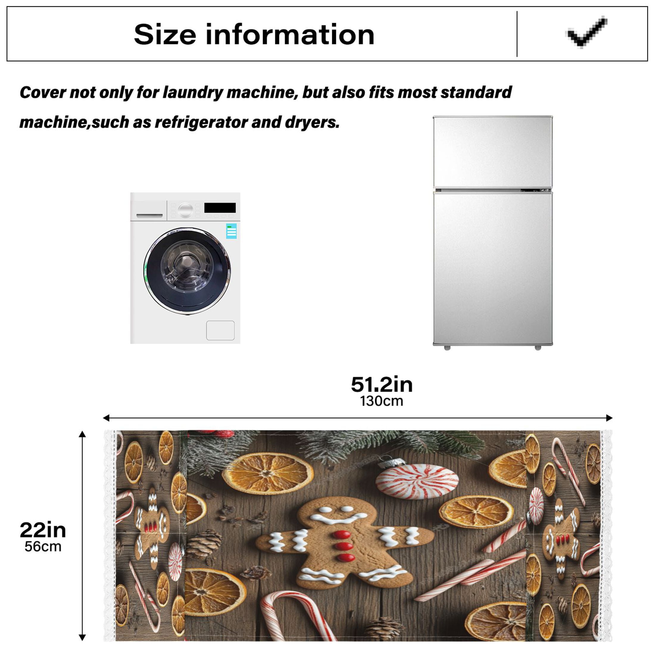 Gingerbread Man and CandyWasher and Dryer Covers Dust-Proof and Oil Resistant Fridge Cover with 4 Storage Pockets Washing Machine Top Cover for Laundry Kitchen Home 51.2 x 22 In