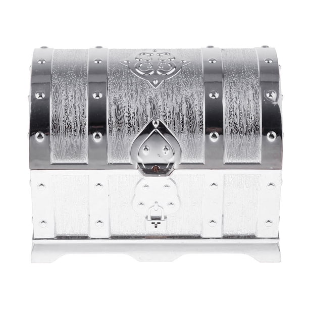 Del Tesoro Náutico con Y Llave - Caja de Almacenamiento Y Decorativa (pequeña 14x9.8x9.8cm) - de plata Sunnimix Juguete del cofre del tesoro pirata
