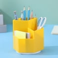 thumbnail image 5 of Qyaukm 360° Rotating Pen Holder 3 Grid Pen Holder Holder Office Supplies Storage Desktop Arrangement Cute Pencil Cup Pot for Home Office Teens, 1Pc Pen Holder, 5 of 9