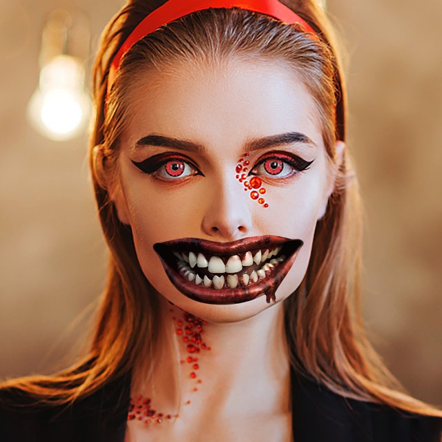 Halloween Temporary Clown Scary Mouth Sticker For Party Props Cosplay Costume Makeup Props