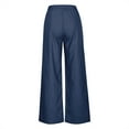 thumbnail image 5 of Itsame Womens Loose Long Pants Pocket Solid Color Cotton High Waisted Wide Leg Sweatpants Navy Size 2XL, 5 of 6