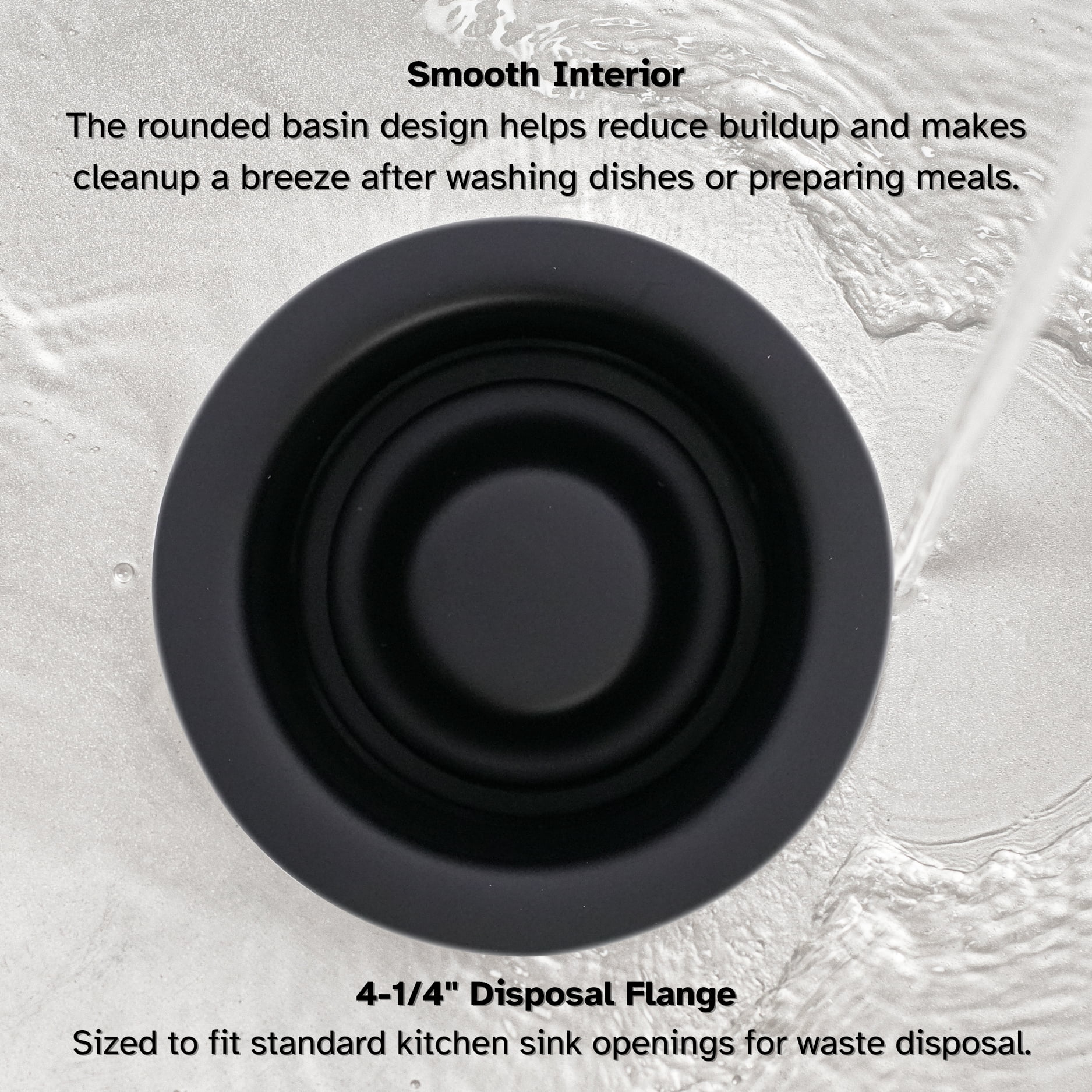 Westbrass Kitchen Sink Waste Disposal Drain Flange and Stopper, Matte Black