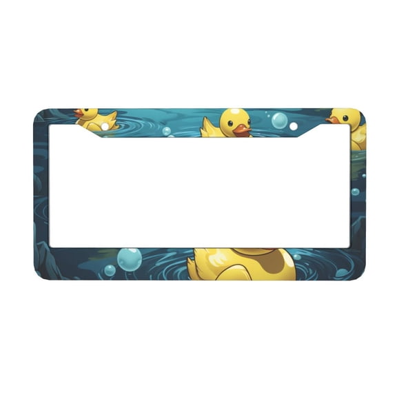 Rubber Duck Cool Yellow Ducks Aluminum Car License Plate Frames Covers 2 PCS Automotive Exterior Accessories