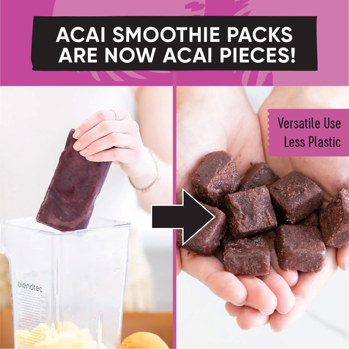 Pitaya Foods Frozen Acai Berry Pieces, Pure Unsweetened Organic Fruit, 12 oz, Gluten-Free, Vegan