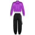 thumbnail image 3 of MSemis Girls Sports Tracksuit Sparkle Hip Hop Dance Outfits Zipper Jacket and Cargo Jogger Pants Set, 3 of 4
