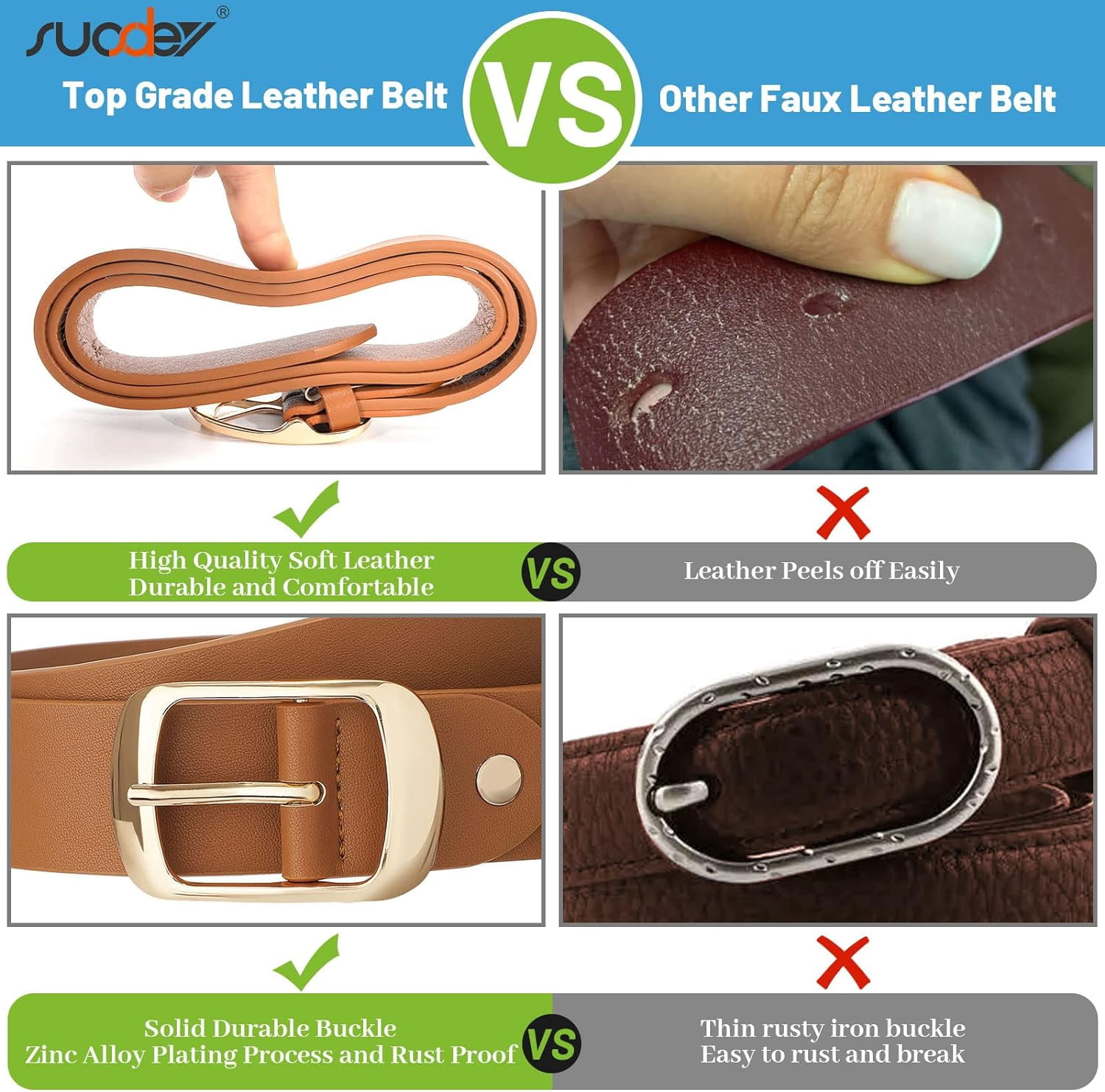 Fashion Leather Belt for Jeans Pants with Solid Pin Buckle 1.3\