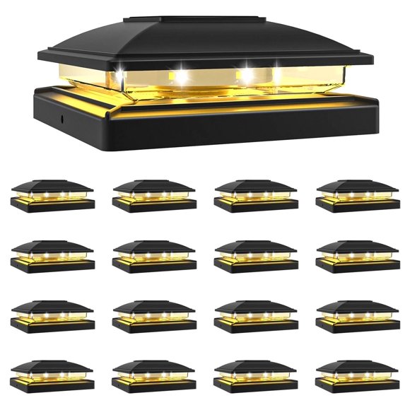 Luz solar para poste VOLISUN, 16 unidades, impermeable, blanco cálido