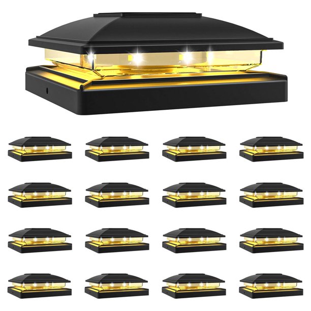 Luz solar para poste VOLISUN, 16 unidades, impermeable, blanco cálido