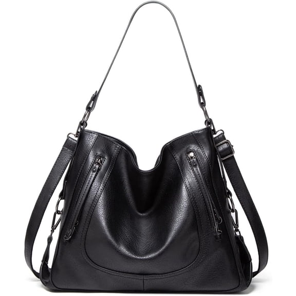 Handbags for Women Shoulder Tote Zipper Purse PU Leather Top-handle Satchel Bags Ladies Hobo Bag