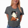 thumbnail image 5 of NOLDARES Halloween Shirts for Women Pumpkin Cat Graphic Tees Fall Crewneck Short Sleeve Costumes Autumn Party Graphic T-Shirt(Dark Gray,M), 5 of 7