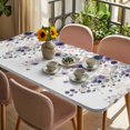 thumbnail image 3 of Purple Flowers Table Cloths for 6 Foot Rectangle Tables, Spring Floral Elegant Pastoral Watercolor Patio Waterproof Elastic Fitted Tablecloths, Washable Rectangular Table Cover for Camping, 3 of 8