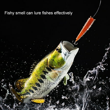 10pcs Elastic Worm Fishing Bait Soft Earthworm Maggot Lures Tackle with Fishy Smell