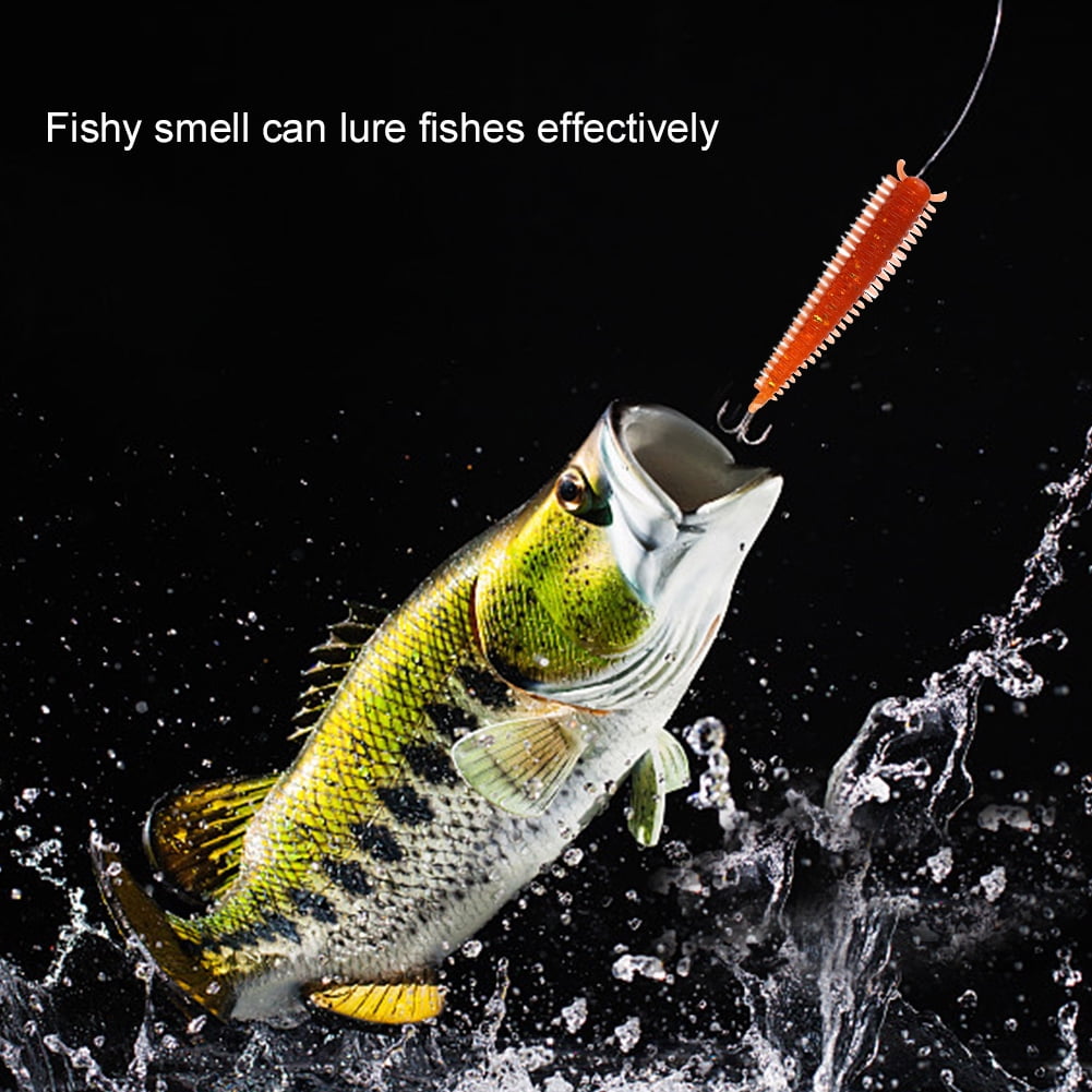 10pcs Elastic Worm Fishing Bait Soft Earthworm Maggot Lures Tackle with Fishy Smell