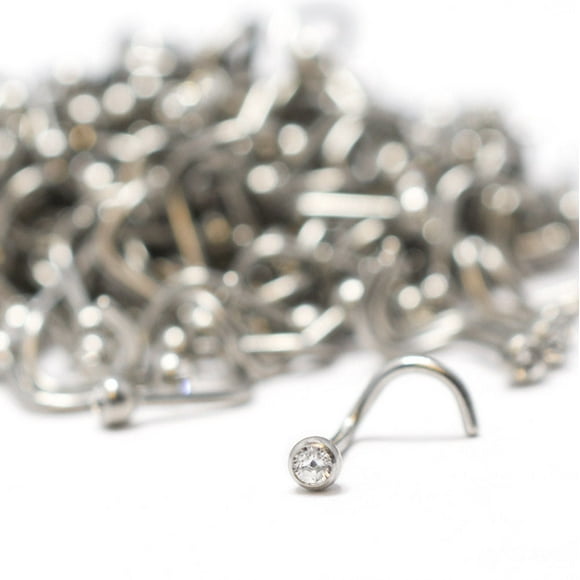 Wholesale Nose Ring Stud 18G Steel Screw 500Pcs Lot Clear CZ Crystal Jewelry