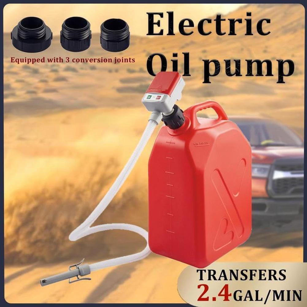 Portable Fuel Pump, Automatic Transfer with Auto-Stop, 3 Tank Adapter, 9.08L Per Min Fast and Safe Portable Gas Can Pump for Oil, Diesel, Gasoline