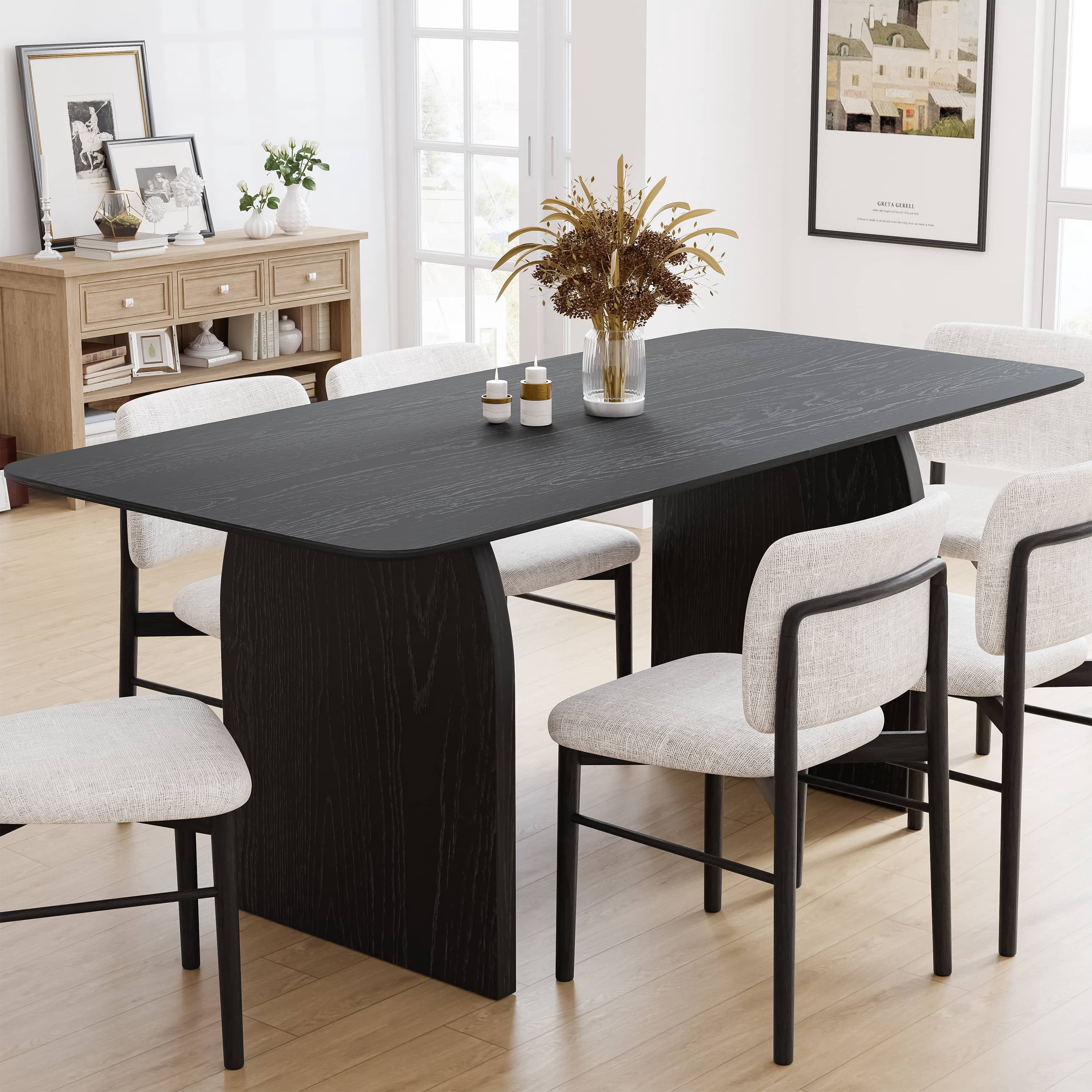 MAYEERTY 67" Rectangular Dining Table for 6, Black