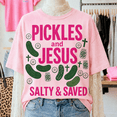 thumbnail image 2 of Pickles and Jesus Comfort Colors Shirt, Funny Christian Pickle Graphic Tee, Salty and Saved Faith Gift for Women, 2 of 6