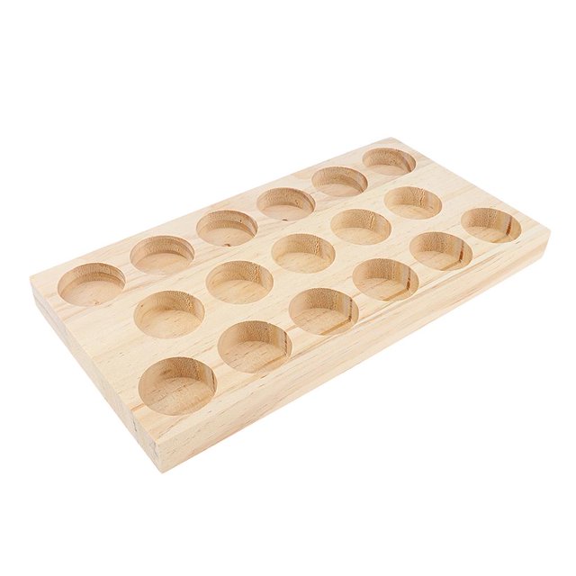 Milaget Wood Essential Oil Displaying Storage Organizer Rack for 17pcs 30ml Bottles 17 Slots