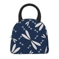 thumbnail image 3 of YFYANG Portable Waterproof Insulated Lunch Bag, Vintage Blue Dragonfly Pattern Reusable Cooler Bag / Picnic Bag for Adults Teens, 3 of 9