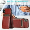thumbnail image 4 of Compatible with iPhone XS Max Case Wallet with Credit Card Holder, Premium PU Leather Magnetic Clasp Kickstand Heavy Duty Protective Shock Absorbing Phone Cover for iPhone XS Max, Brown, 4 of 7