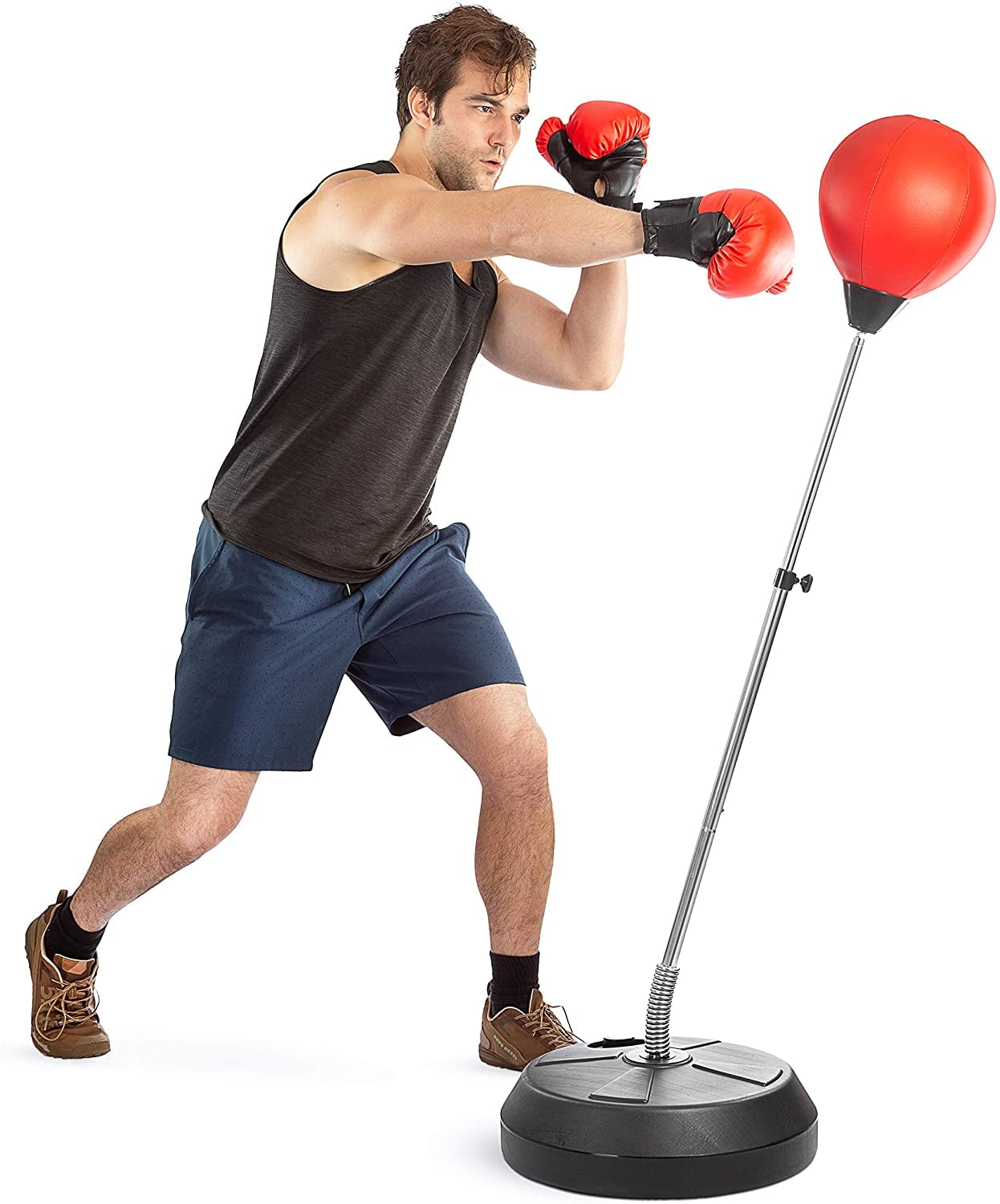 Adult Punch Ball Free Standing Adjustable With Boxing Bag Gloves Speed Training