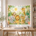 thumbnail image 5 of Smiling Baby Animals in a Lush Jungle with Waterfall, Whimsical Illustration for Animal Lovers, Cute Safari Wall Art, Graduation Gift, Tapestry Wall Hanging for Bedroom and Dorm, 5 of 7