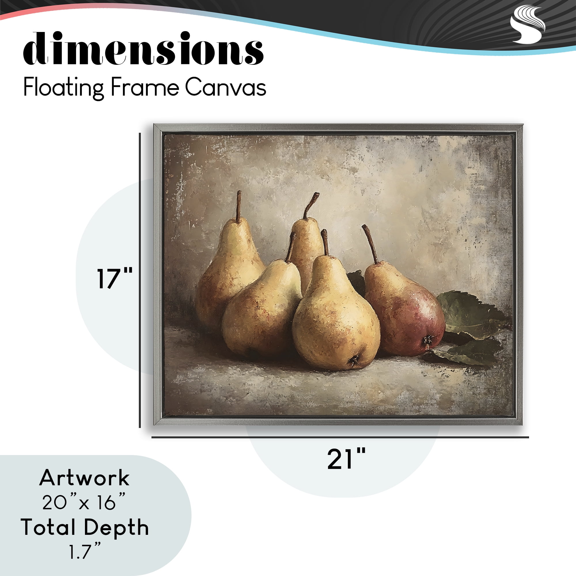 Stupell Industries Neutral Pear Still Life Gray Framed Floater Canvas Wall Art, design by Franklyn Gregory
