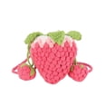 thumbnail image 1 of Bolso de hombro de punto, bolso cloche de crochet, precioso bolso decorativo con forma de fresa Rosa y rojo, 1 of 9